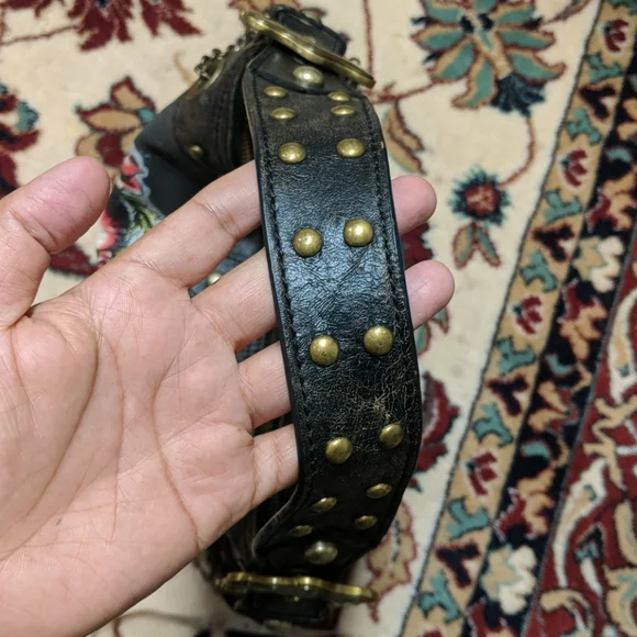 Isabella Fiore Chained Me Hearty Tattoo Distressed Leather Handbag - Picture 8 of 16